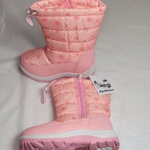 Pink Quilted Mid-Calf Rain and Snow Boots
